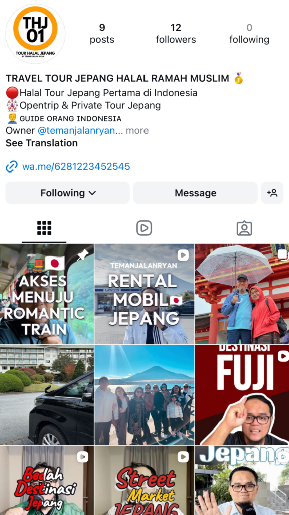 instagram Tour Halal Jepang