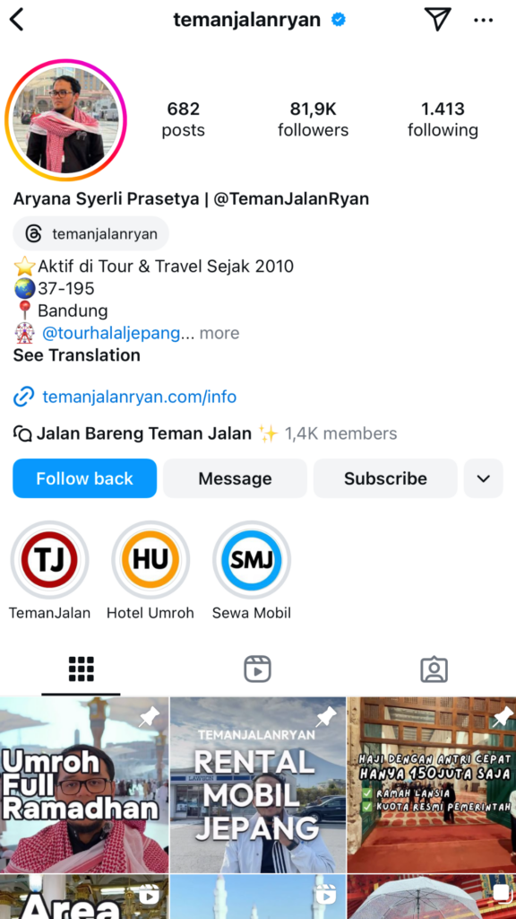 Instagram Teman Jalan Ryan