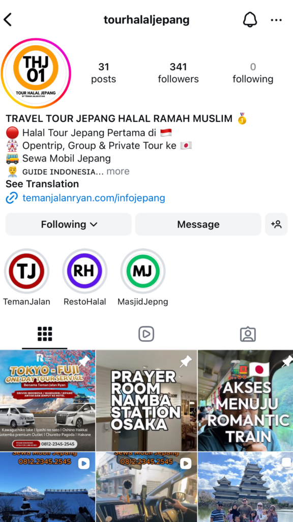 Instagram Tour Halal Jepang